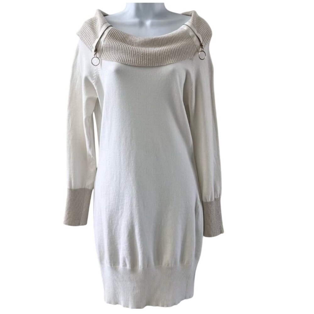 No Boundaries Womens Medium Off-White Sweater Dress
